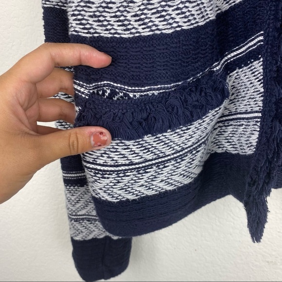 Ann Taylor Loft Navy Stripped Knit jacket SZ M - Picture 9 of 9